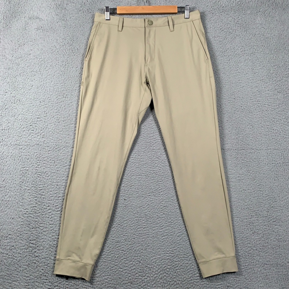 Rhone Commuter Pro Jogger Pants Mens 30 Tan Khaki Tapered Ankle Zip Performance